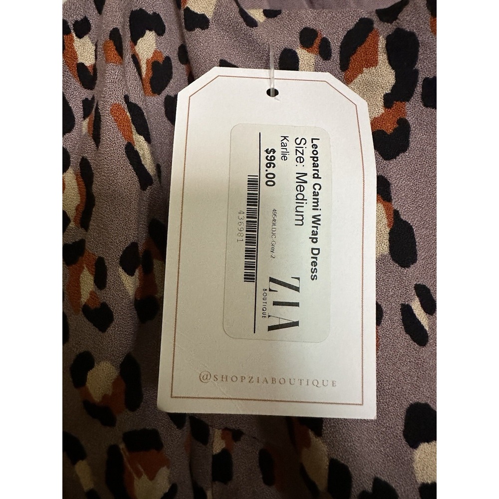 Karlie NWT Leopard Cami Wrap Dress Size Med Lined Spaghetti Strap - Picture 3 of 5